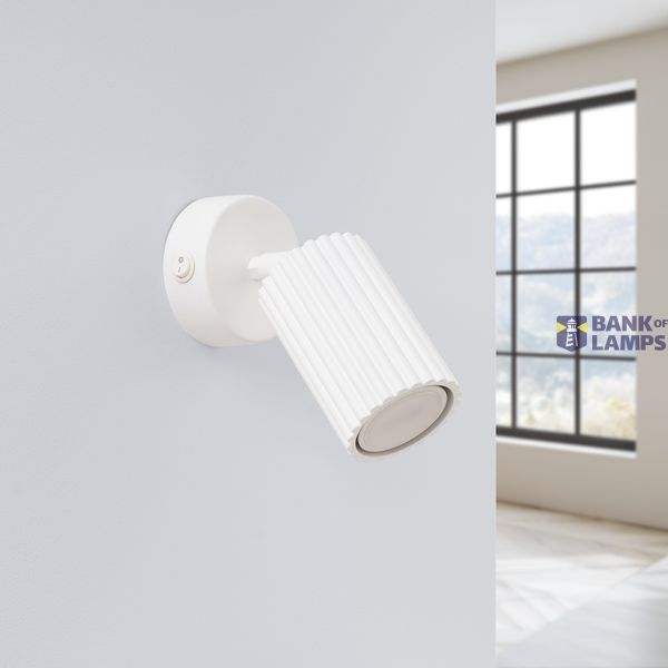 Elegant KARBON white wall lamp, adjustable arm, switch on the rosette image 3
