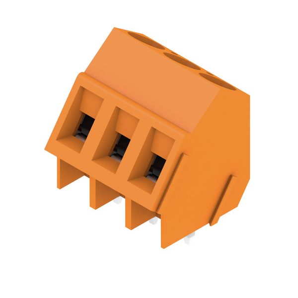 Printed circuit board terminals, 5.00 mm, Number of poles: 3, 135°, Solder pin length (l): 3.5 mm, tinned, orange, Clamping yoke connection, Clamping range, max. : 2.5 mm², Box image 4