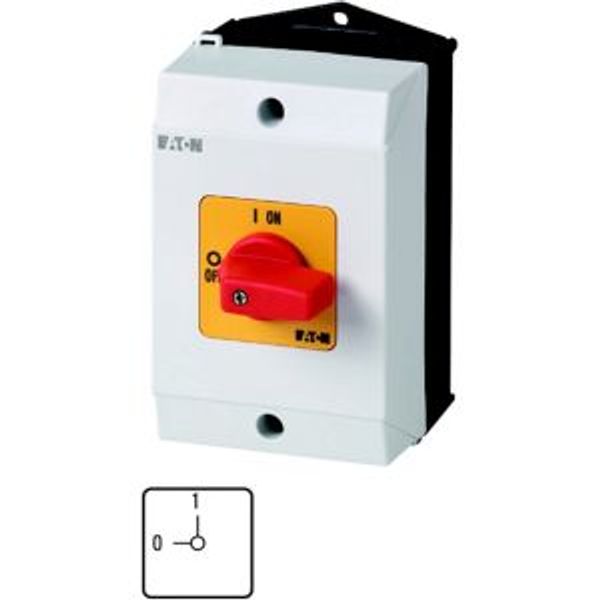 T0-1-8200/I1-RT On-Off switch, T0, 20 A, surface mounting, 1 contact unit(s), 1 pole, Emergency switching off function, with red thumb grip and yellow front plate image 4