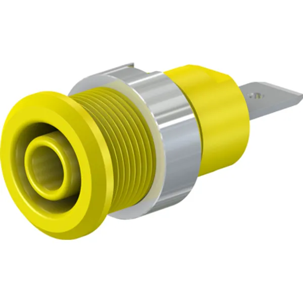 4 mm socket, flat plug connection, mounting Ø 12.2 mm, CAT III, yellow, 49.7046-24 image 1