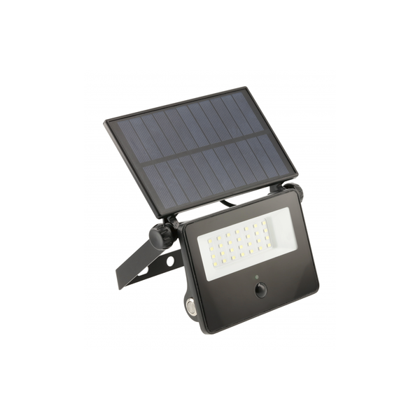 LED solar floodlight with motion sensor LUMOS II, 2000 lm, 6400K, 2600 mAh replaceable, IP65, black image 1