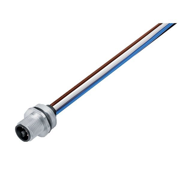Built-in plugs, M12, pin, straight, Mounting thread: M 16 x 1.5, Number of poles: 4, Strand / cable length: 0.5 m, Front mounting image 1