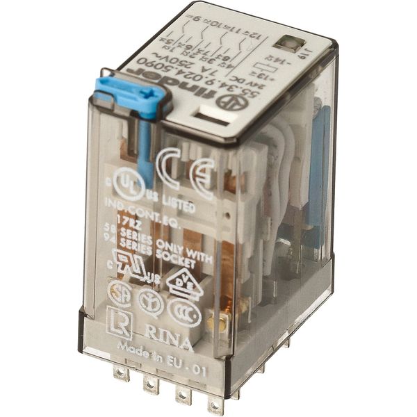 General purpose Rel. 4CO 7A/24VDC/Agni+Au/Test button/LED/diode (55.34.9.024.5090) image 4