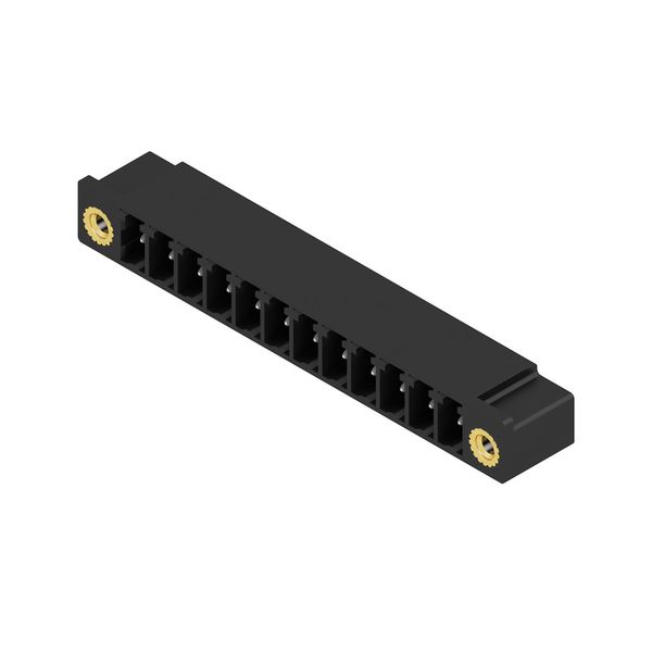 PCB plug-in connector, male header, Flange, THT solder connection, 3.81 mm, Number of poles: 12, 90°, Solder pin length (l): 3.2 mm, tinned, black, Box image 4