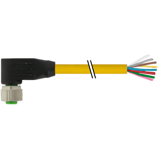 M12 female 90° A-cod. 180° with cable PUR 8x0.25 ye 10.0m image 1