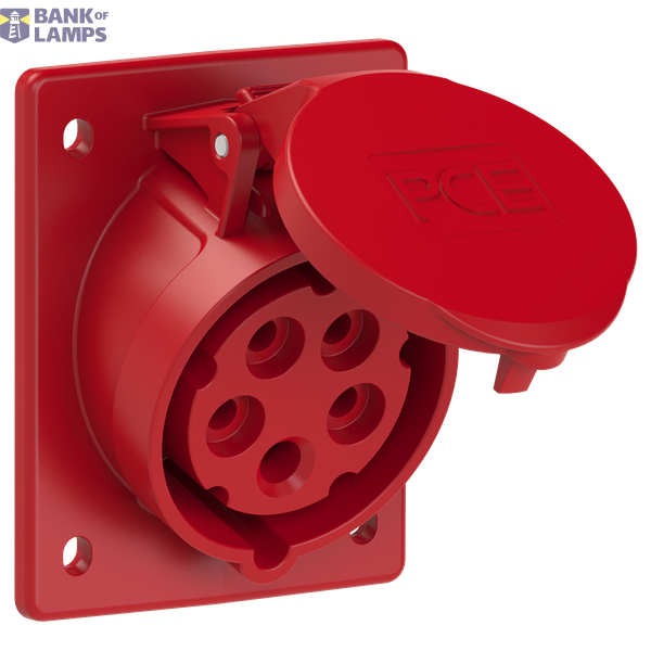 Angled panel socket 16A 5P 400V 6h IP44/54 image 1