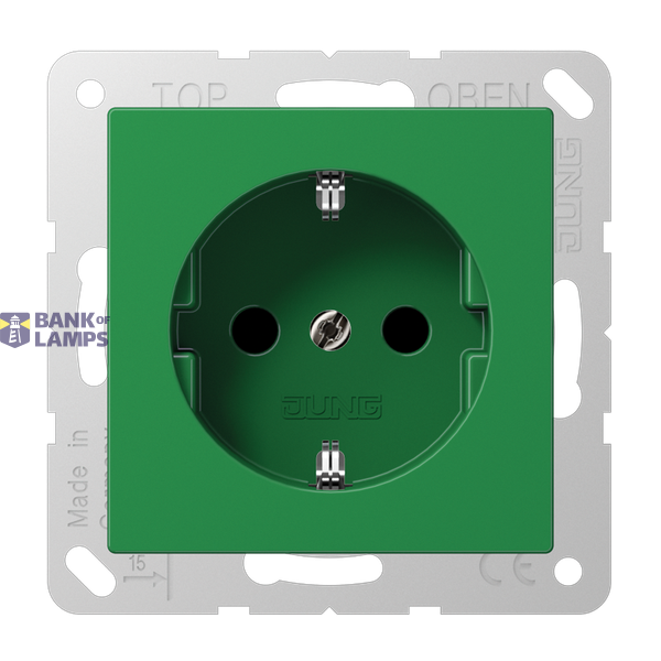 SCHUKO socket, 16 A 250 V ~, thermoplastic, Series A, green (for SV) image 1