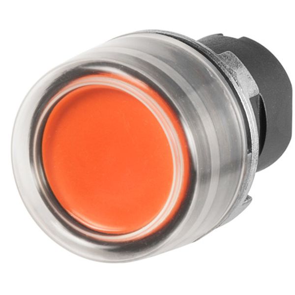 Guarded push-button, orange, rubber cap image 1