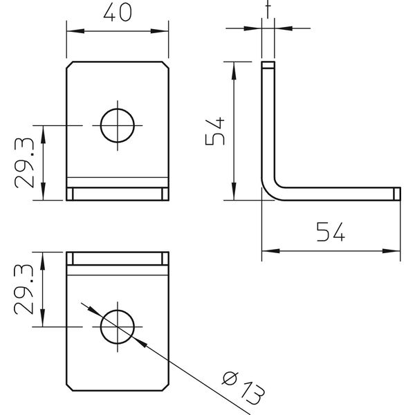 GMS 2 VW 90 A2 Connection bracket 90°, with 2 holes 54x54x40x4 image 2