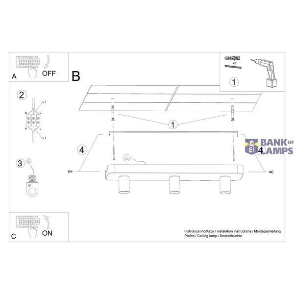 CEILING LAMP TAVO 3 GREY E27 3X15W IP20 image 6