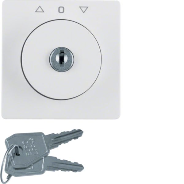 Central part with lock for blind switch, key removal in 3 positions, Berker Q.x, white, velvet image 1