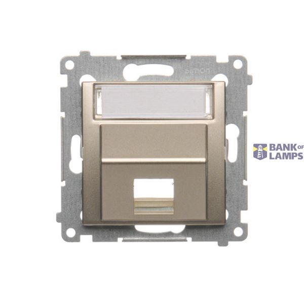 IT/telephone Keystone, diagonal socket cover with descriptive field, (module), Gold matt, metalic image 1
