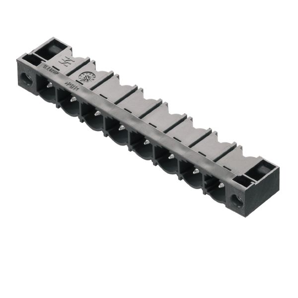 PCB plug-in connector, male header, Flange, THT solder connection, 7.62 mm, Number of poles: 8, 90°, Solder pin length (l): 3.2 mm, tinned, black, Box image 1