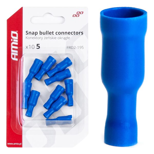 Snap bullet connectors 5mm 1.5-.25mm2 15A 10 pcs image 1