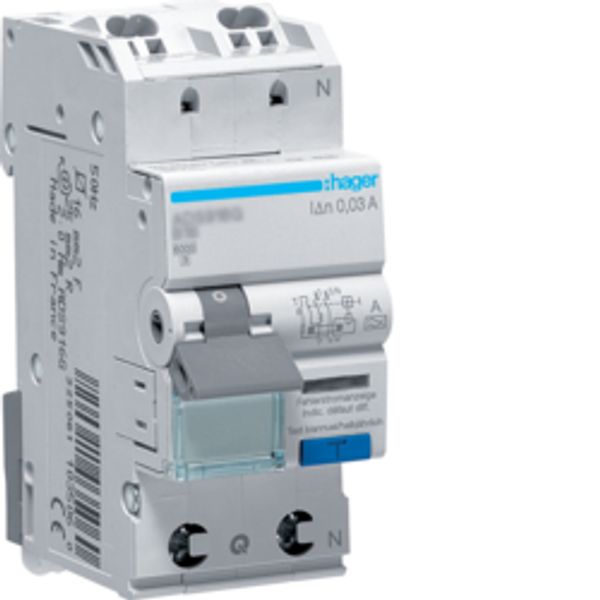 Current chr. with overvoltage protection char. C, 1+N, 13A / 0.03 A, type A/G, 6 kA, screwless terminals image 1