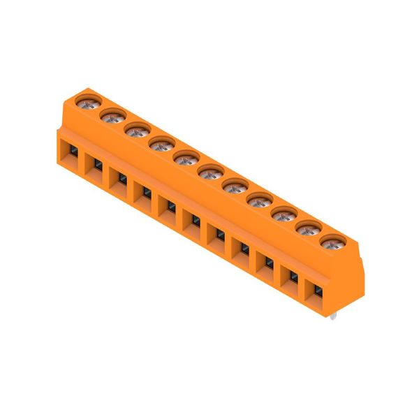 Printed circuit board terminals, 5.08 mm, Number of poles: 11, 90°, Solder pin length (l): 3.5 mm, tinned, orange, Clamping yoke connection, Clamping range, max. : 1.5 mm², Box image 1
