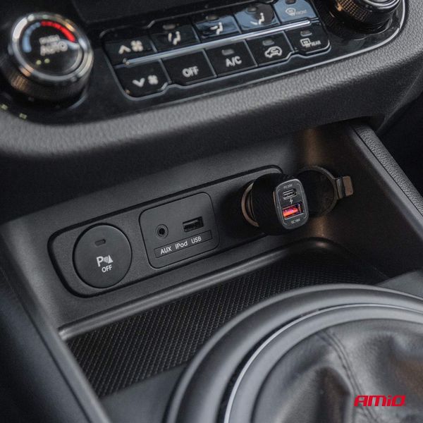 Car charger QC+PD 20W USB-A + USB-C AMIO-04282 image 1