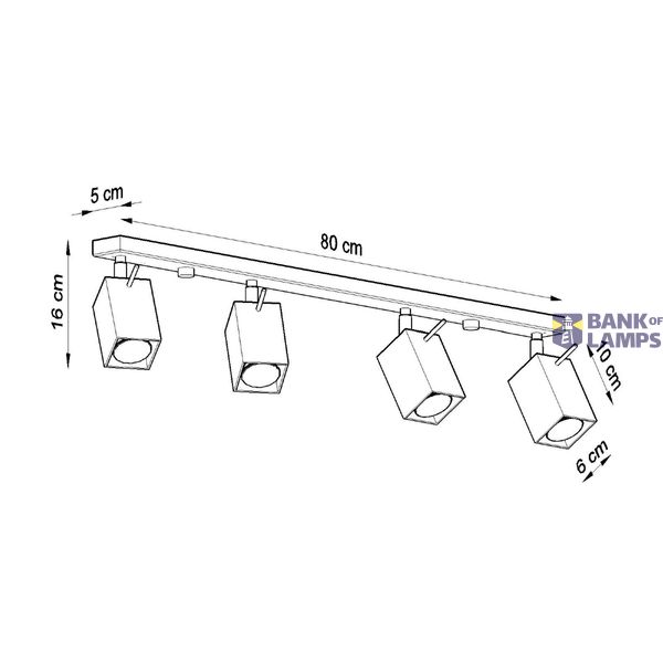 CEILING LAMP MERIDA 4L BLACK GU10 4X40W IP20 image 2