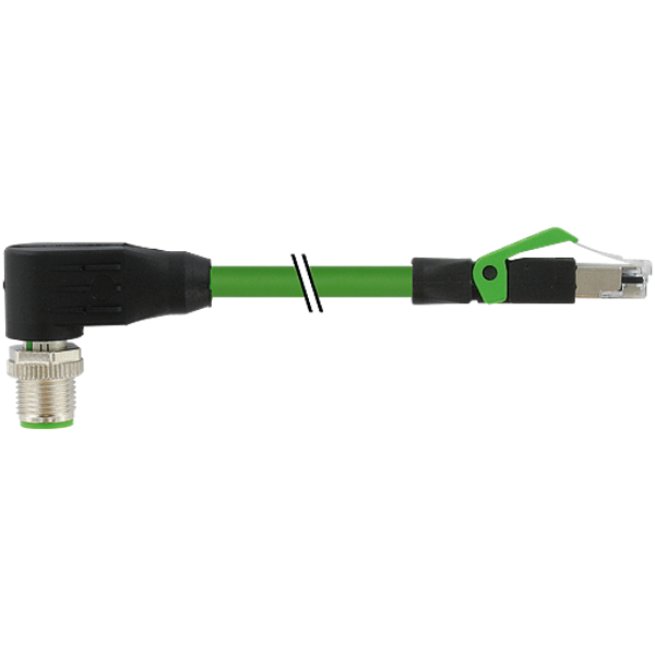 M12 male 90° D-cod. / RJ45 0° shielded PUR 1x4xAWG22  gn 17.5m image 1