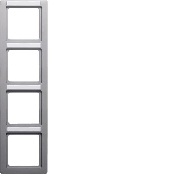 Frame 4gang with labelling field vertical Q.1 alu velvety, lacquered image 1