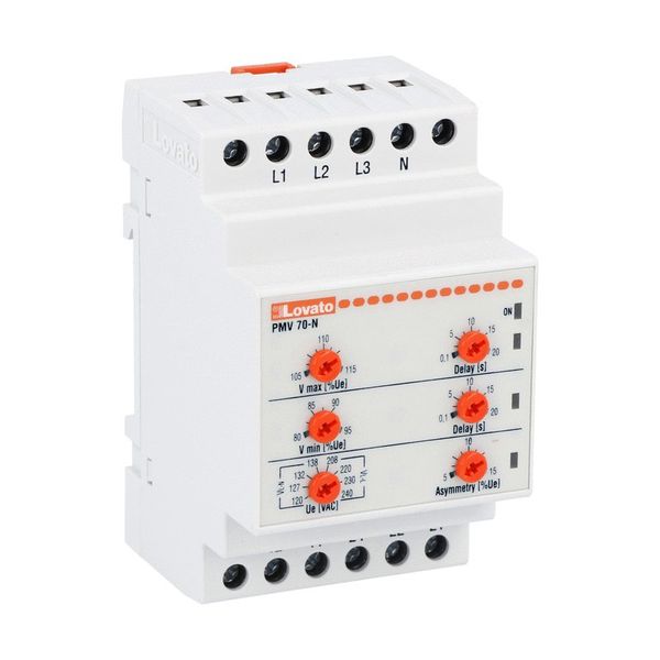 Voltage monitoring realy for three-phase system, with or without neutral, minimum and maximum AC voltage and asymmetry. Phase loss, neutral loss and incorrect phase sequence, 208...240VAC 50/60Hz image 1