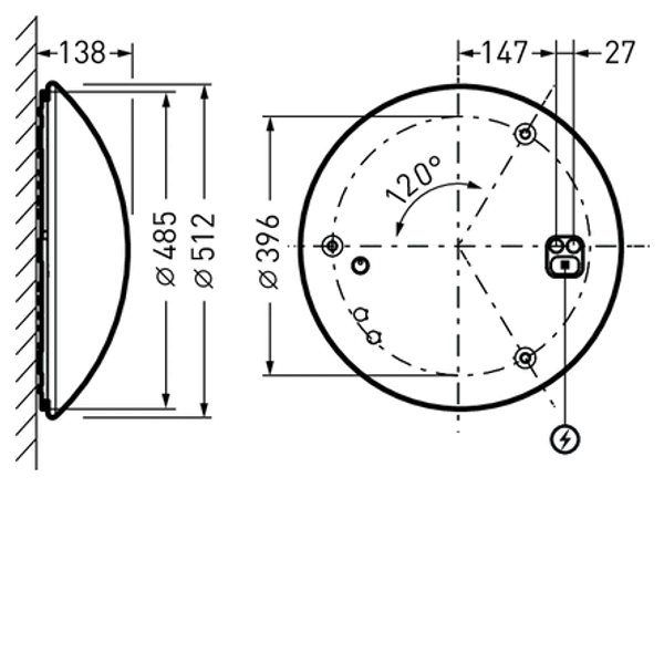 Wall and ceiling luminaire Mondia Diffuser White around ET 26W 3200lm Lambertian (L) IP40 IK06 3 SDCM 7967240 image 1
