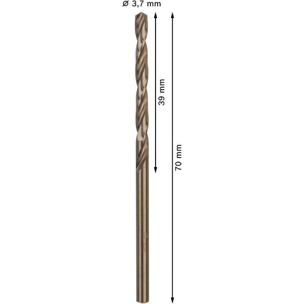 Metal drill bits HSS-Co, DIN 338 3,7 x 39 x 70 mm 10 pcs. image 1