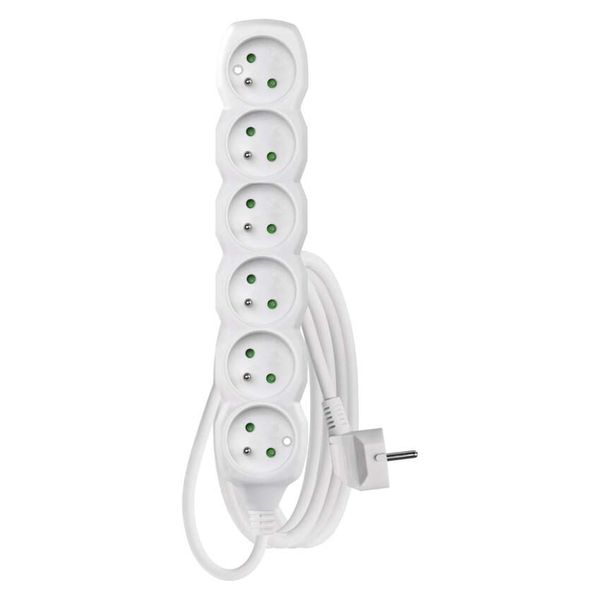 Extension Cord 3 m / 6 sockets / white / PVC / 1 mm2 image 1