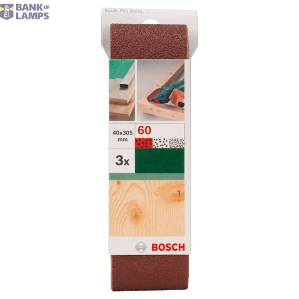 3-piece sanding belt set for Bosch Compact belt sanders, red quality G= 60 image 2