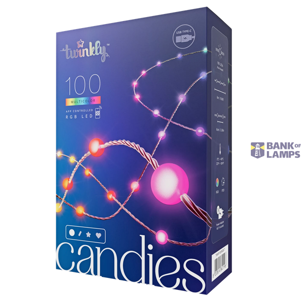 Twinkly Candies – 100 Pearl-shaped RGB LEDs, Green Wire, USB-C image 1