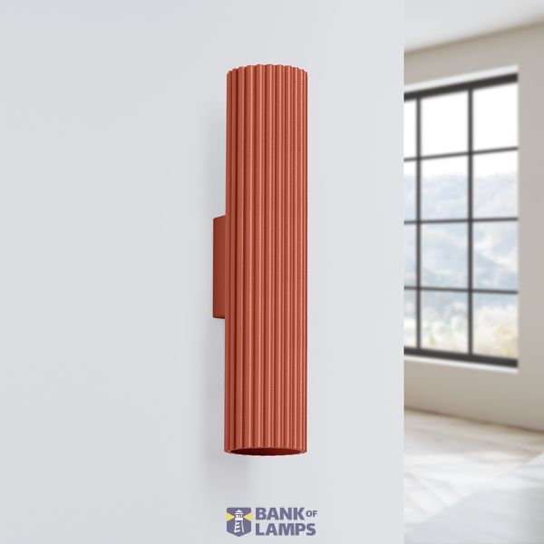 VERTICAL WALL LAMP ILLUMINATING UP AND DOWN FROM THE CARBON SERIES RED OCHRE FOR LIVING ROOM 2XGU10 image 3