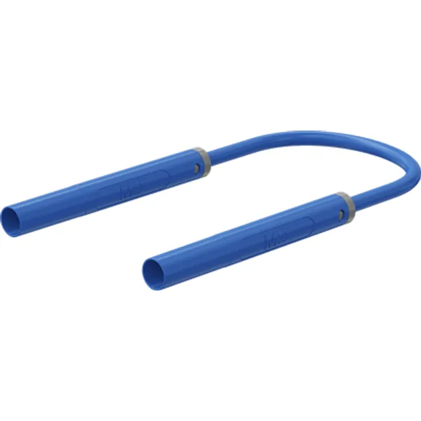 Safety measuring lead with (4 mm lamella plug, straight) to (4 mm lamella plug, straight), 2 m, blue, PVC, 1.0 mm², CAT II, 66.1053-20023 image 1