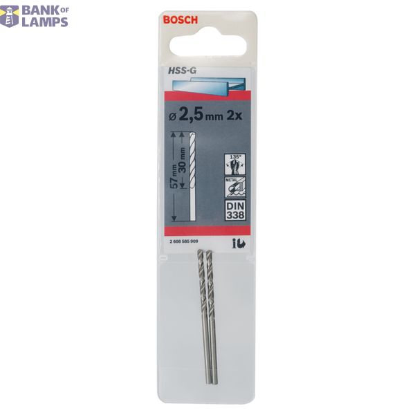 Metal drill bits HSS-G, DIN 338 2,5 x 30 x 57 mm 2 pcs. image 2