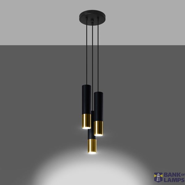 LOOPEZ 3P HANGING LAMP BLACK/GOLD GU10 3X40W IP20 image 5