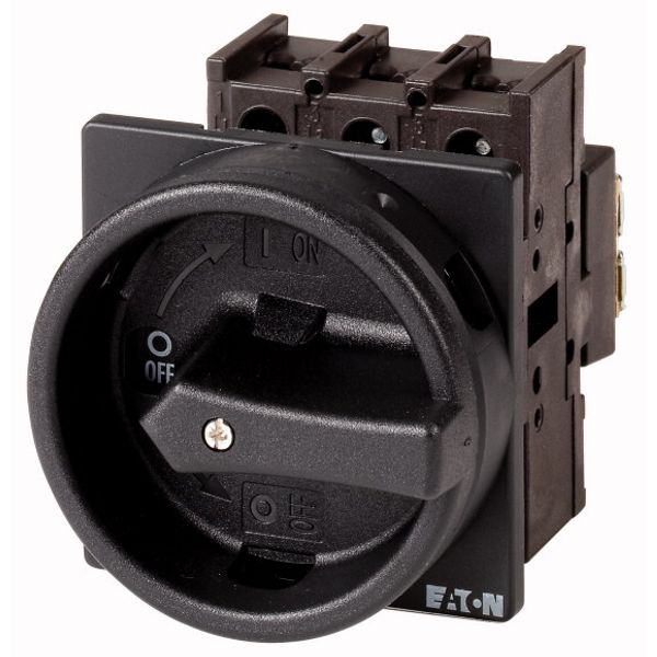 P1-32/EA/SVB-SW/N/HI11 Main switch, P1, 32 A, flush mounting, 3 pole + N, 1 N/O, 1 N/C, STOP function, With black rotary handle and locking ring, Lockable in the 0 (Off) pos image 1