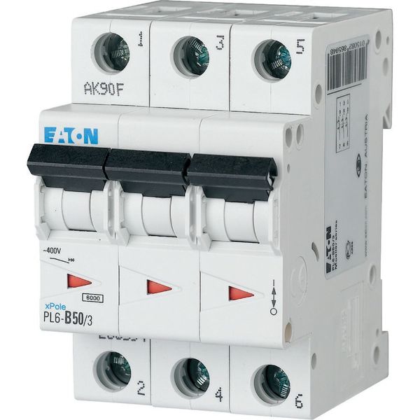 PL6-C50/3 Miniature circuit breaker (MCB), 50 A, 3p, characteristic: C image 2