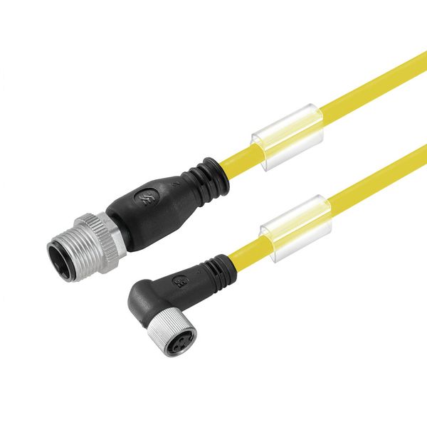 Sensor/actuator line, Connecting line, M12 / M8, Number of poles : 3, 3 m, pin, straight - socket, 90&deg;, Shielded: No, LED: No, Sheath material: PUR, Halogen: No image 1