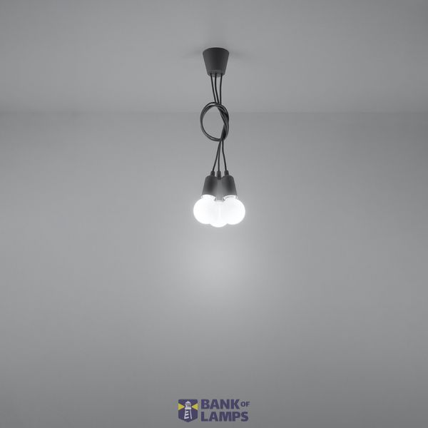 HANGING LAMP DIEGO 3 GRAY E27 3X60W IP20 image 3