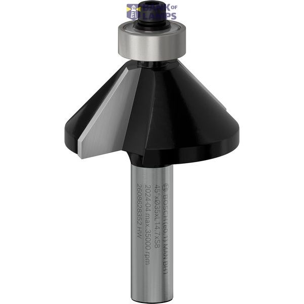 Chamfer bit, 8 mm, B 11 mm, L 14.7 mm, G 56 mm, 45° image 1