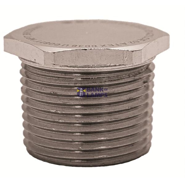 Plug Hexagonal ATEX EXE Nickel Plated Brass 1 1/4NPT Metallic Raw colo image 1
