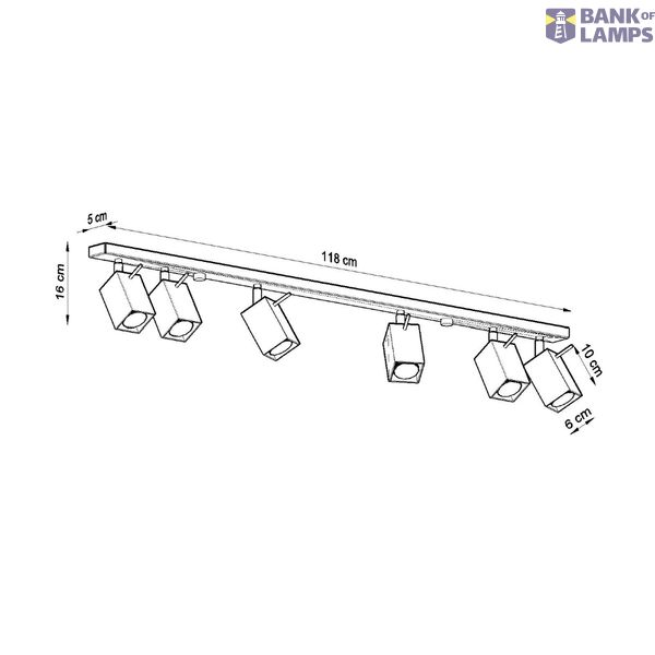 CEILING LAMP MERIDA 6L BLACK GU10 6X40W IP20 image 5