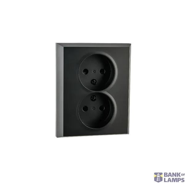 OUTLET FLUSH MOUNTED DOUBLE WITHOUT EARTH BLACK 6-PACK image 1