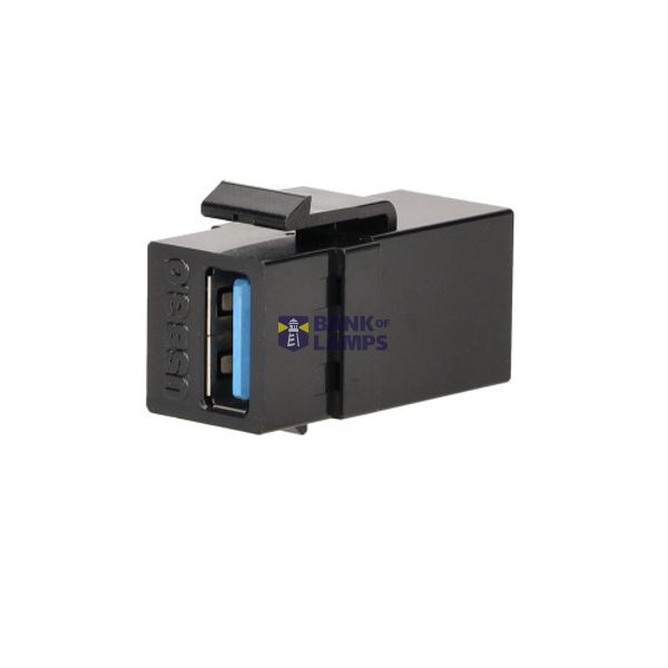 USB 3.0 keystone data connector Type A female-female, black image 1