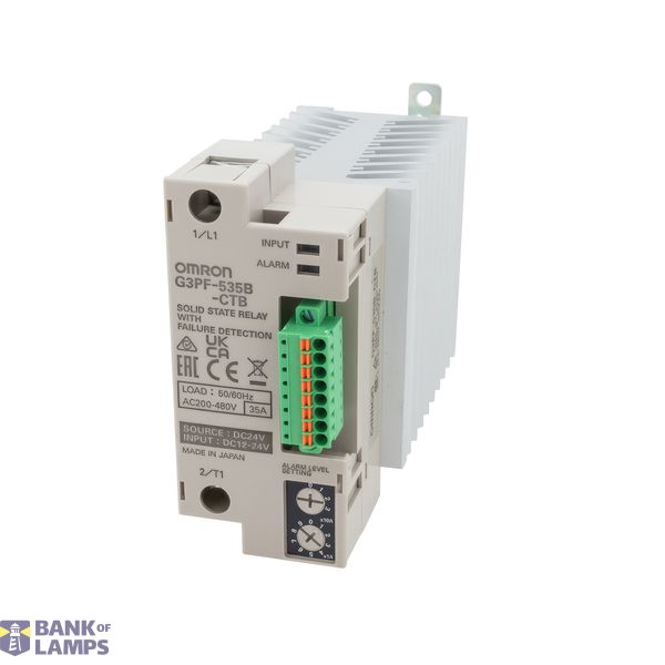 Solid-state relay 35 A, 200 to 480 VAC, with built in current transformer, jack-in cage clamp terminals, 2 alarms G3PF0012B image 1