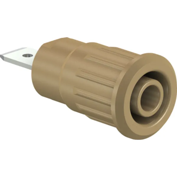 4 mm socket, flat plug connection, mounting Ø 12.2 mm, CAT III, CAT IV, brown, 49.7073-27 image 1