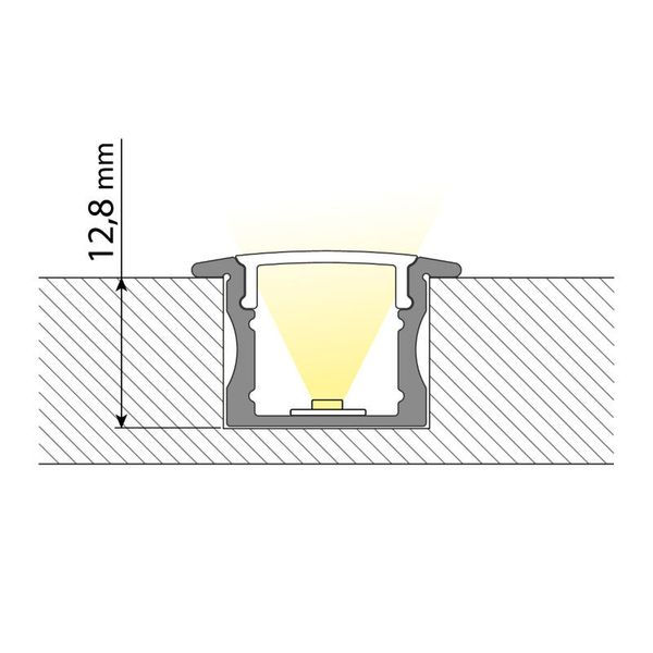 Built-in aluminum profile VT, 23x15 mm, matte diffuser, complete, 2 m image 1
