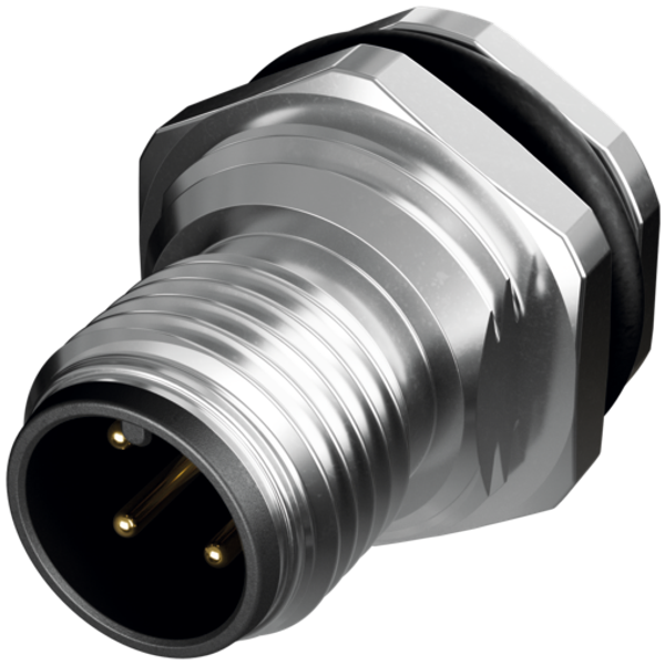 M12 male recept. 0° S-cod. rear 4-pol., PCB-Pin image 1