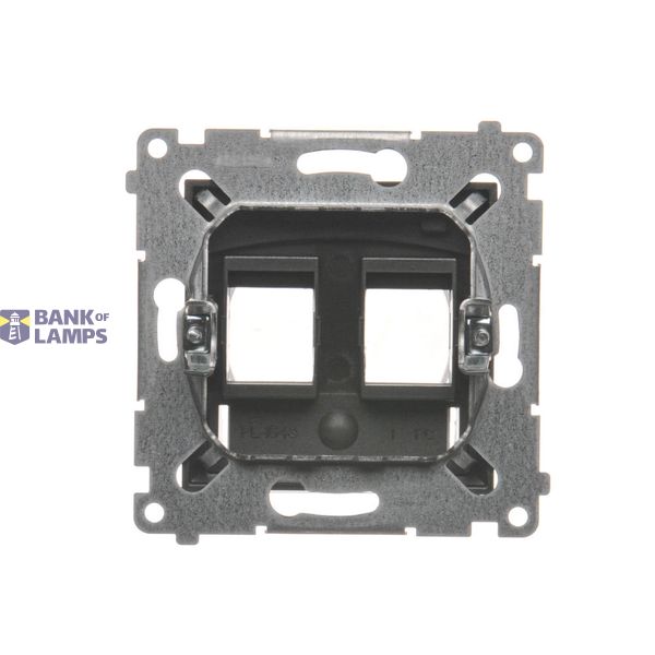 Two gang switch with indicator light, LED not replaceable Color: blue, (module), 10AX, quick connection, Inox, metallized image 1