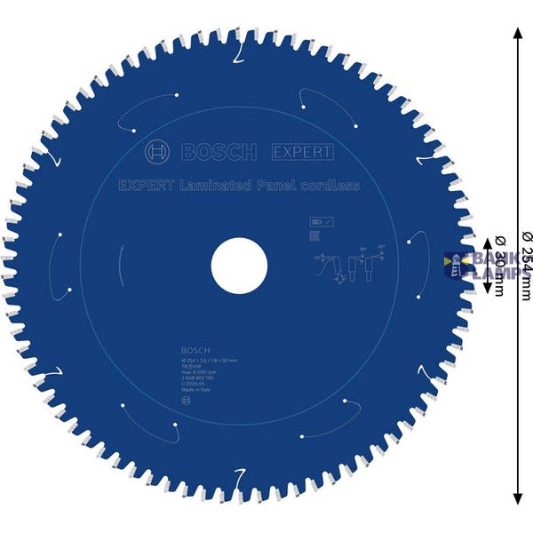 Expert for Laminated Panel Circular Saw Blade for Cordless Saws 254x2.6/1.8x30 T78 image 1