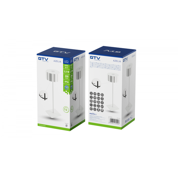 LED rechargeable table lamp AZELIA, 2.5 W, 200 lm, 5 V, 4000 K, 4000 mAh, dimmable, white image 2